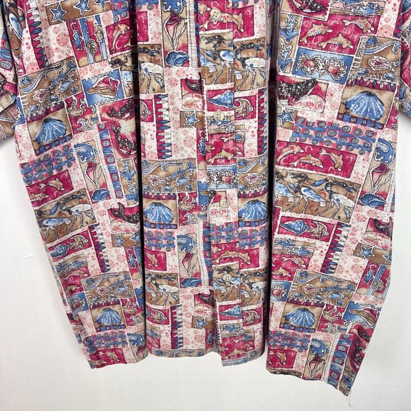 Go Barefoot Hawaiian Shirt Fish Sea Creatures Short Sleeve Size XL EUC L2394 - Picture 4 of 12